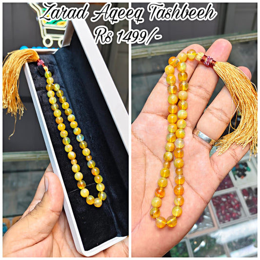 Zarad Aqeeq Tasbeeh (Original Stone)