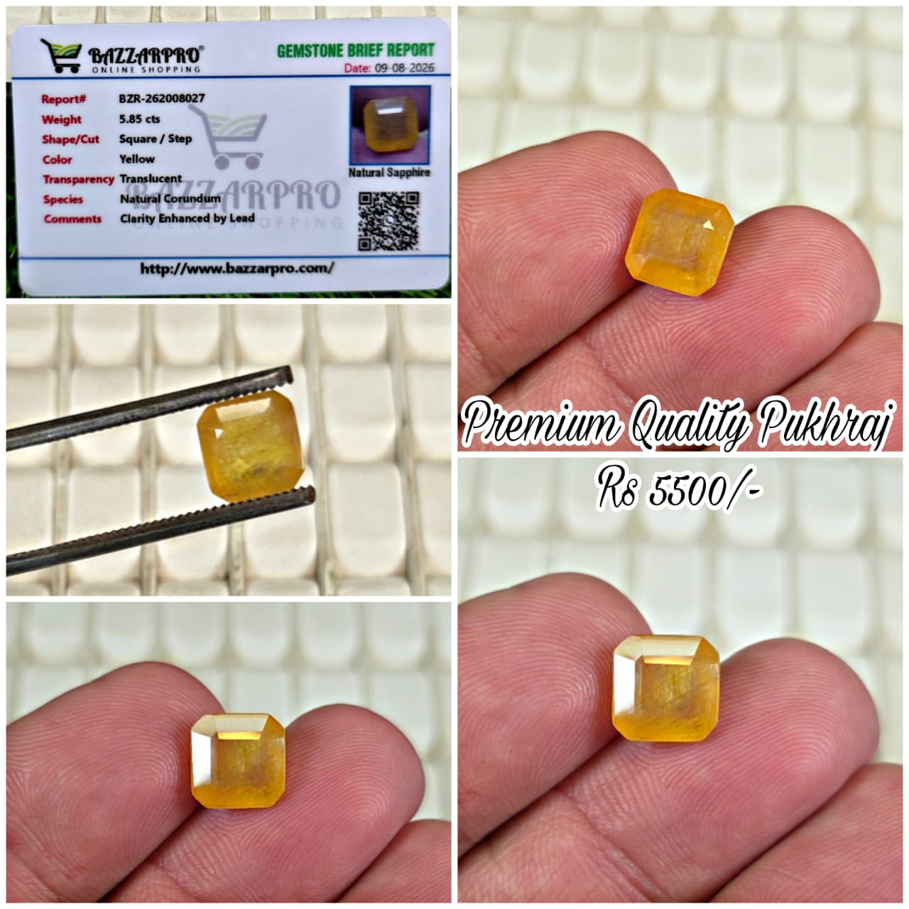 Premium Quality Pukhraj Stone With Lab Certificate
