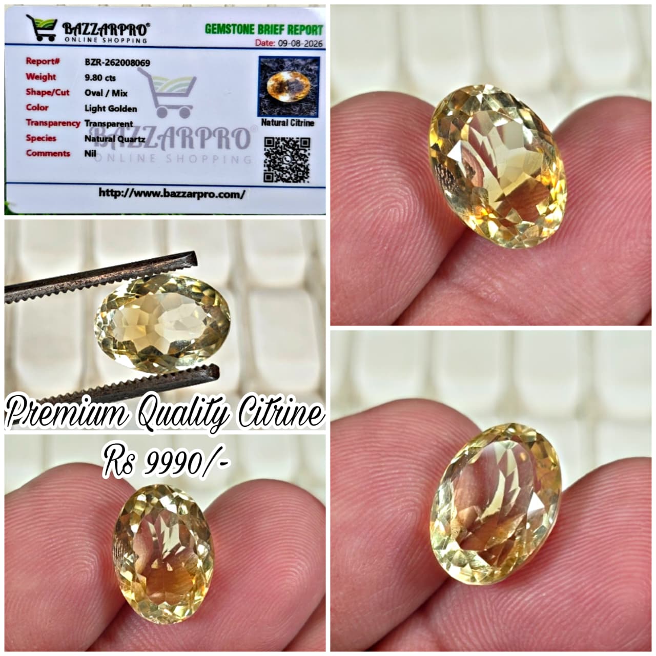 Premium Quality Citrine Stone With Lab Certificate