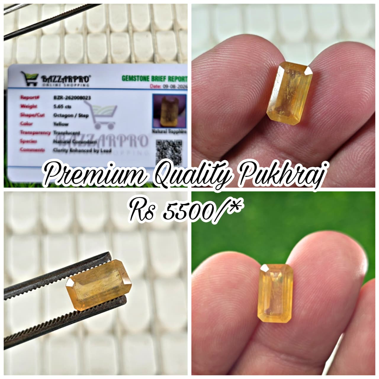 Premium Quality Pukhraj Stone With Lab Certificate