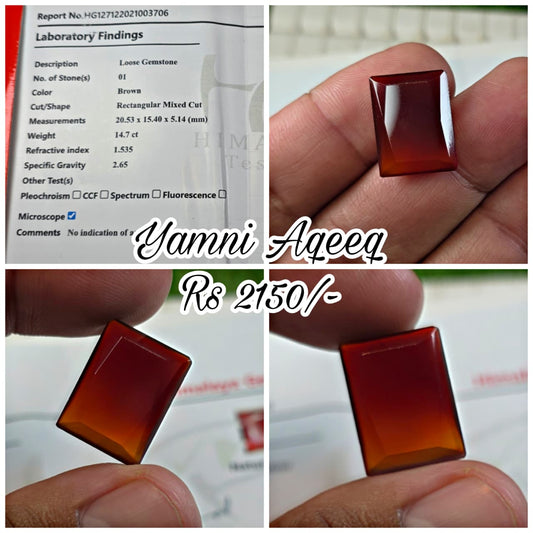 Yamni Aqeeq With Lab Certificate