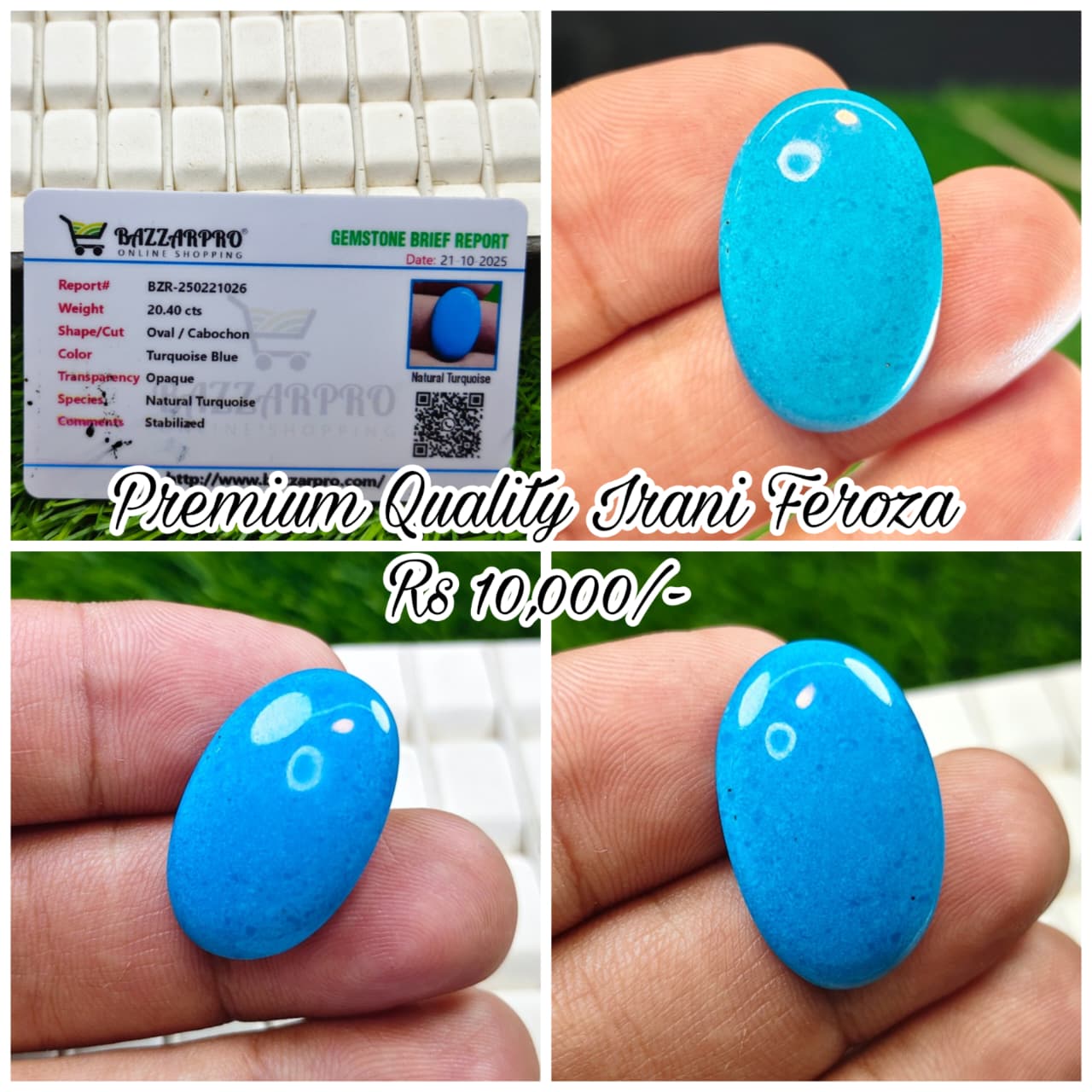 Premium Quality Irani Feroza With Lab Certificate