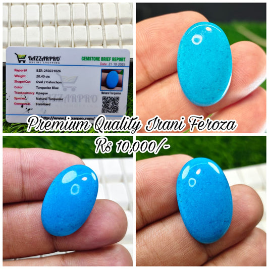 Premium Quality Irani Feroza With Lab Certificate