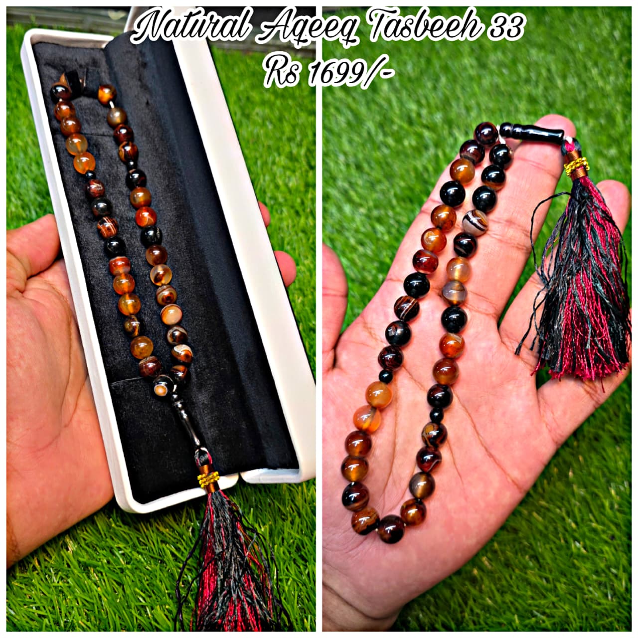 Natural Aqeeq Tasbeeh 33 Beads