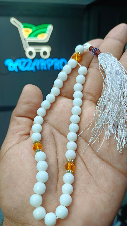 White Sulemani Aqeeq Tasbeeh 33 Beads