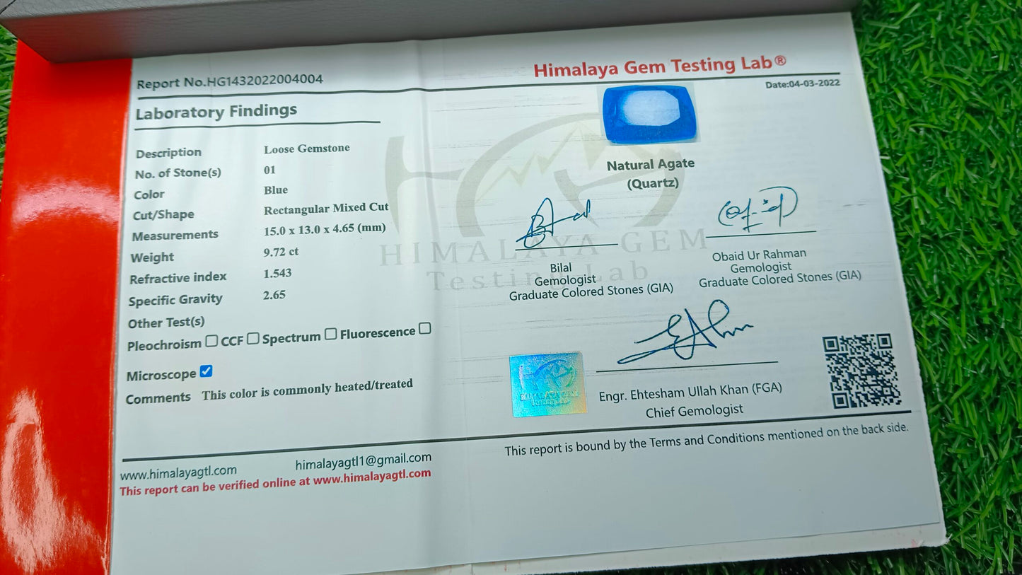 Blue Aqeeq With Lab Certificate