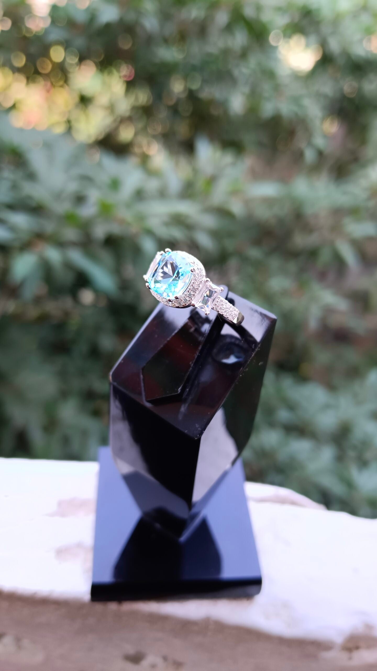 Aqua Color Zircon Ladies Ring