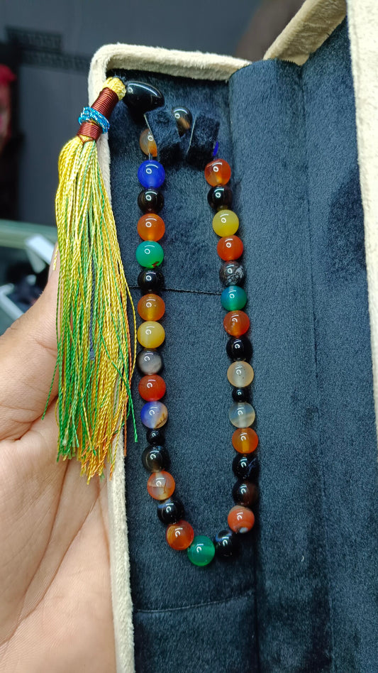 Mix Color Sulemani Aqeeq Tasbeeh 33 Beads