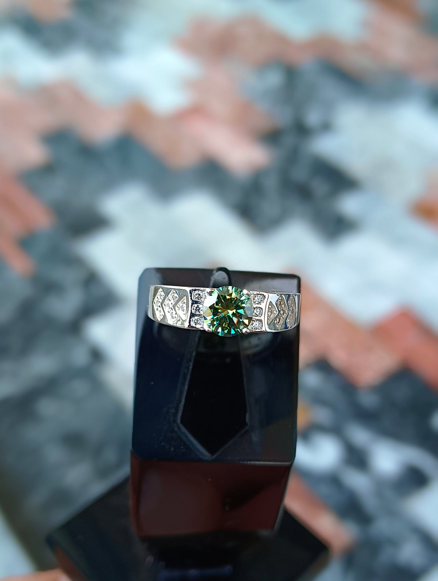 Green MOISSANITE Diamond Ring