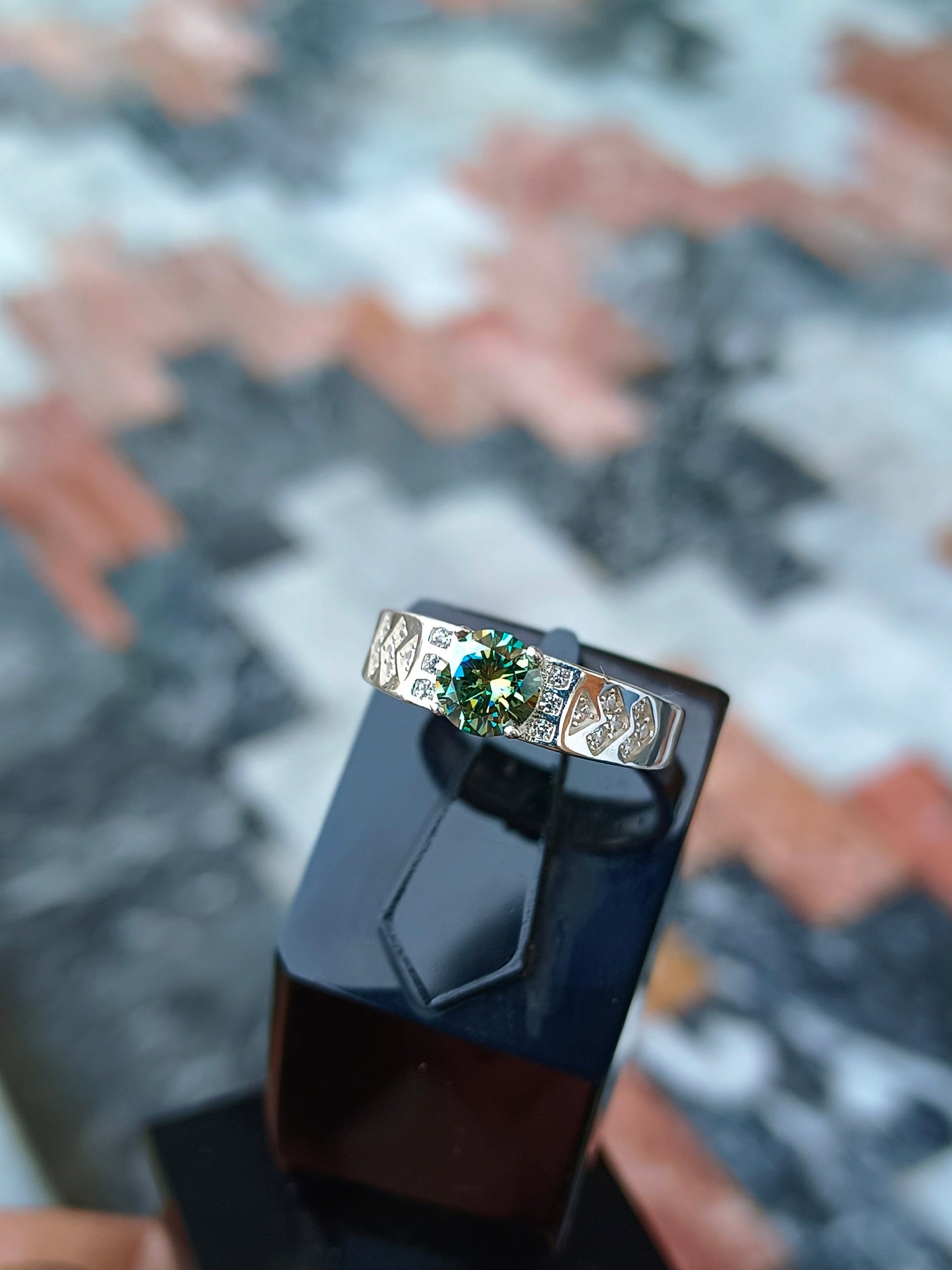 Green MOISSANITE Diamond Ring