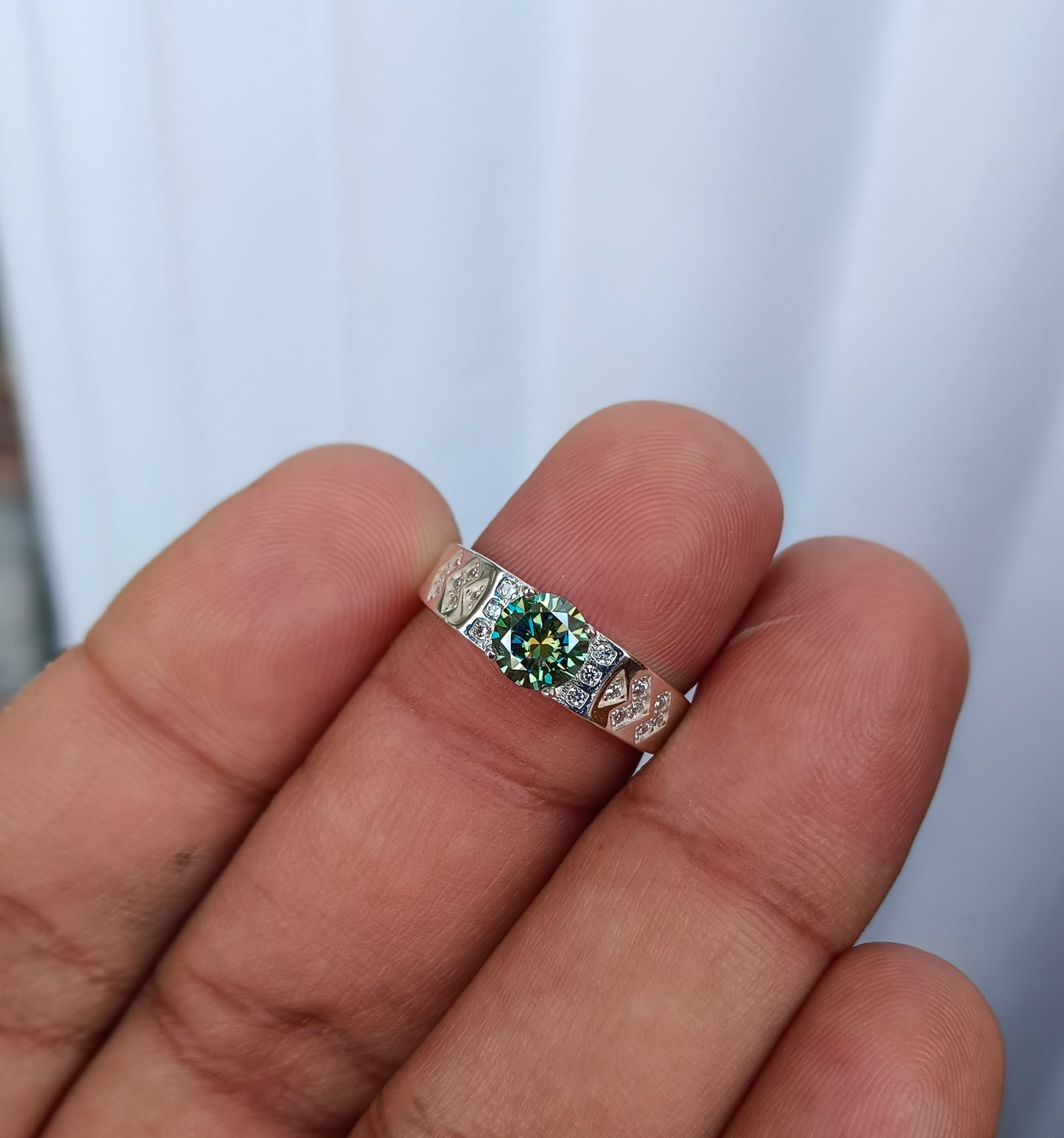 Green MOISSANITE Diamond Ring