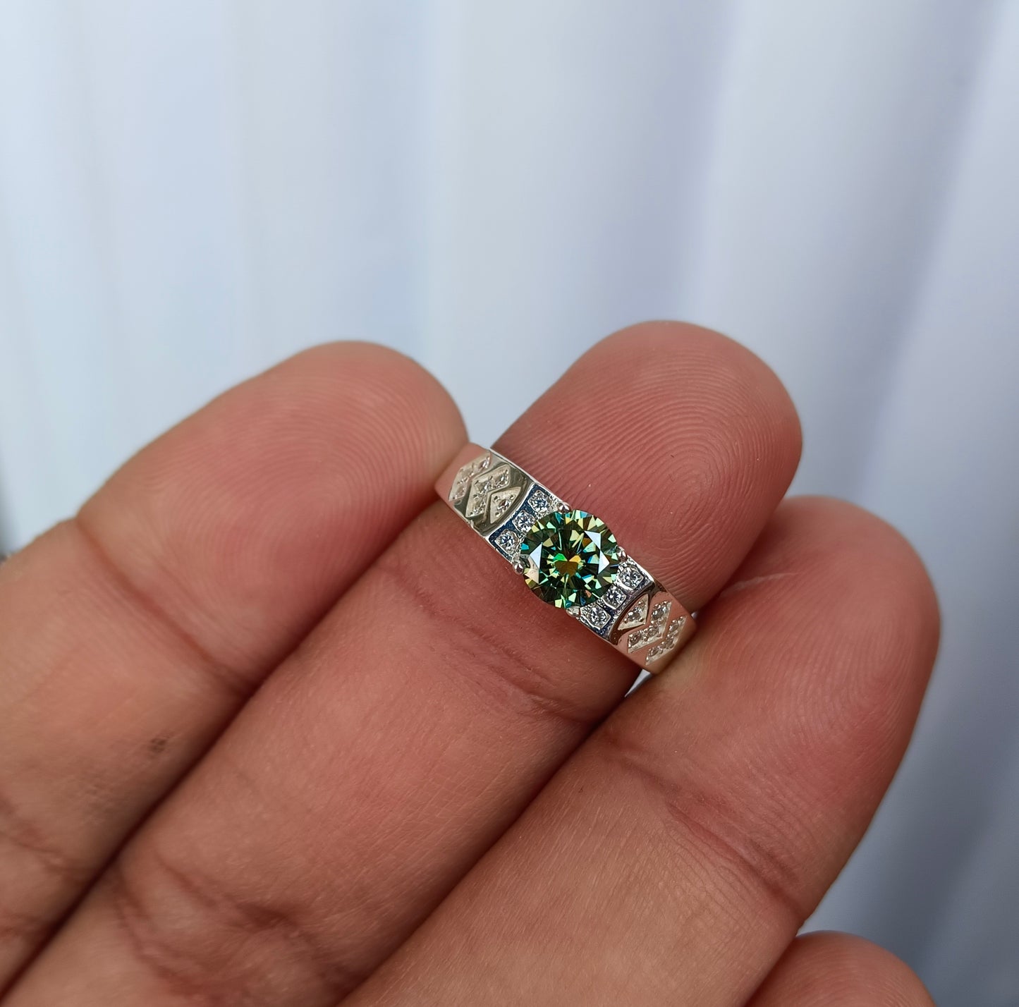 Green MOISSANITE Diamond Ring