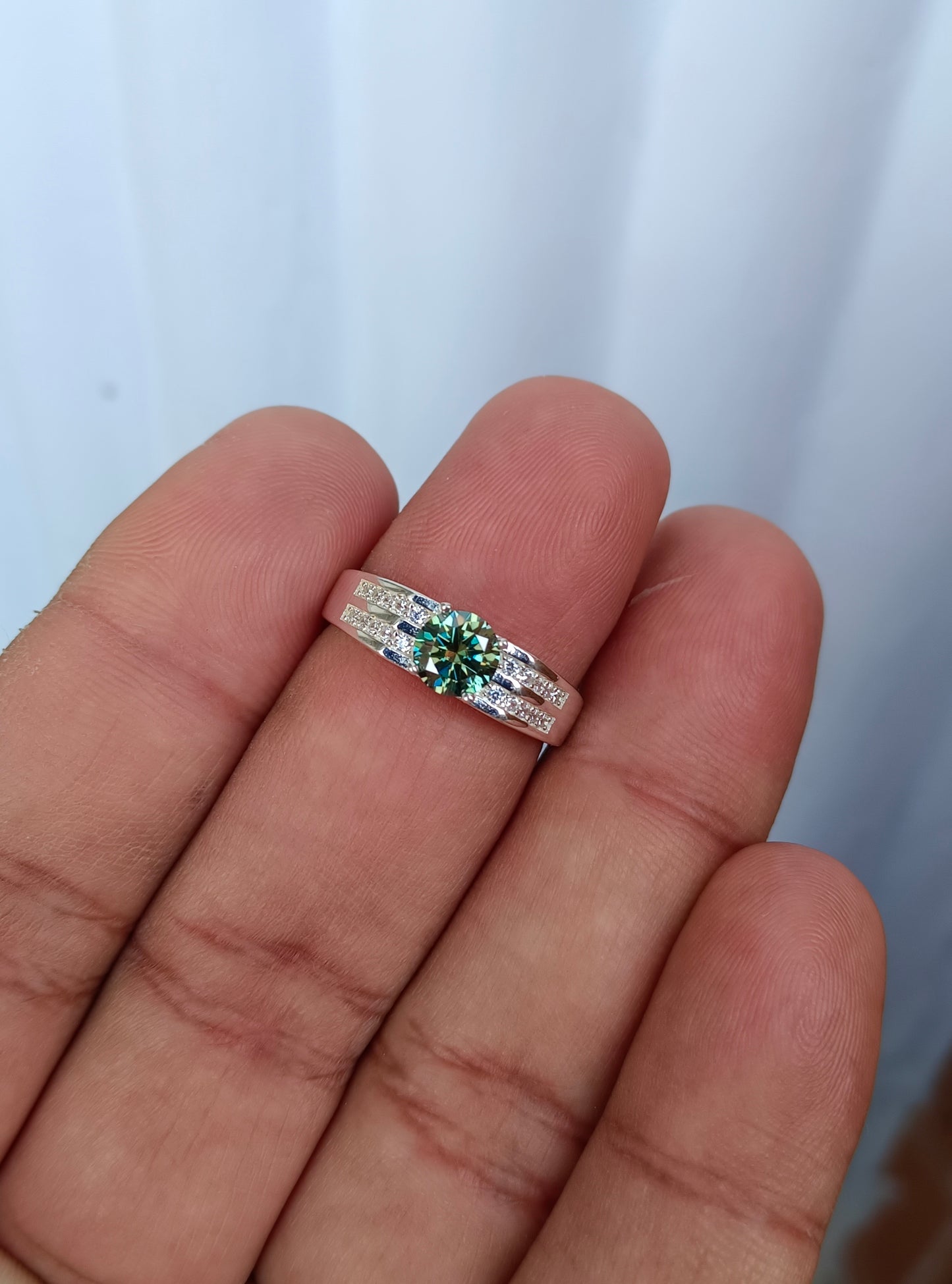 Green Moissanite diamond ring