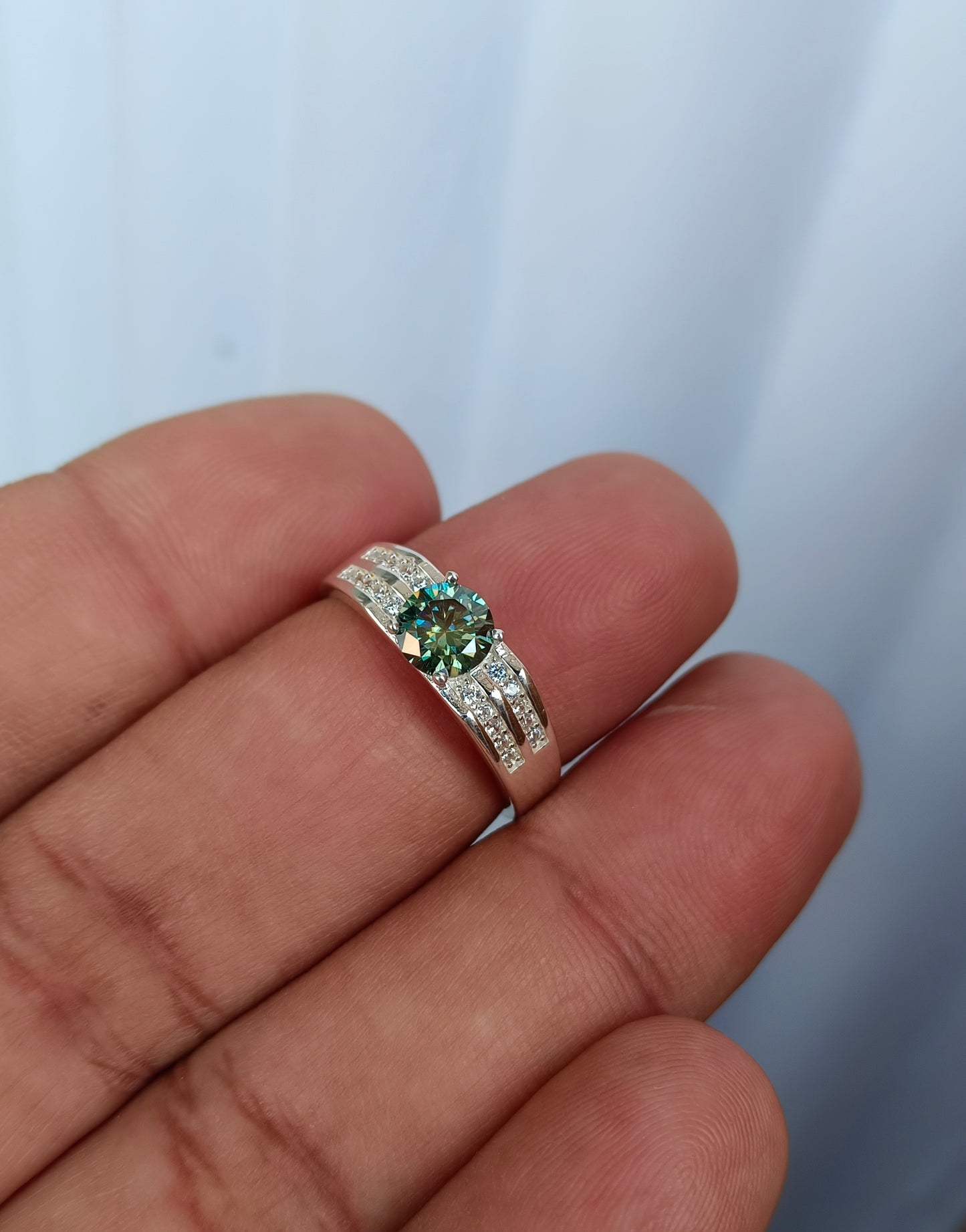 Green Moissanite diamond ring