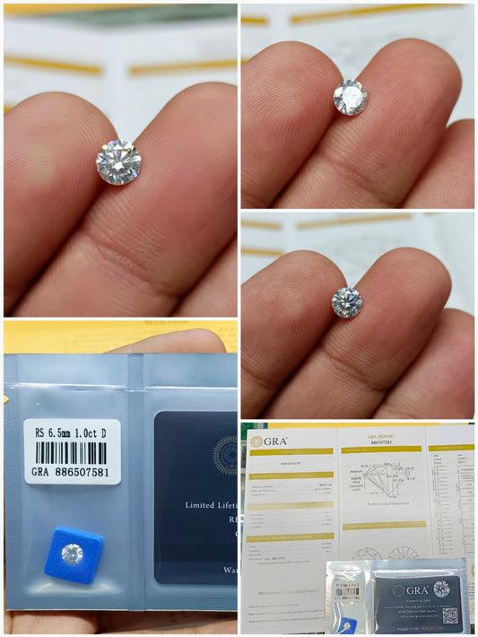 Moissanite Diamond 1 CRT (GRA Certified)