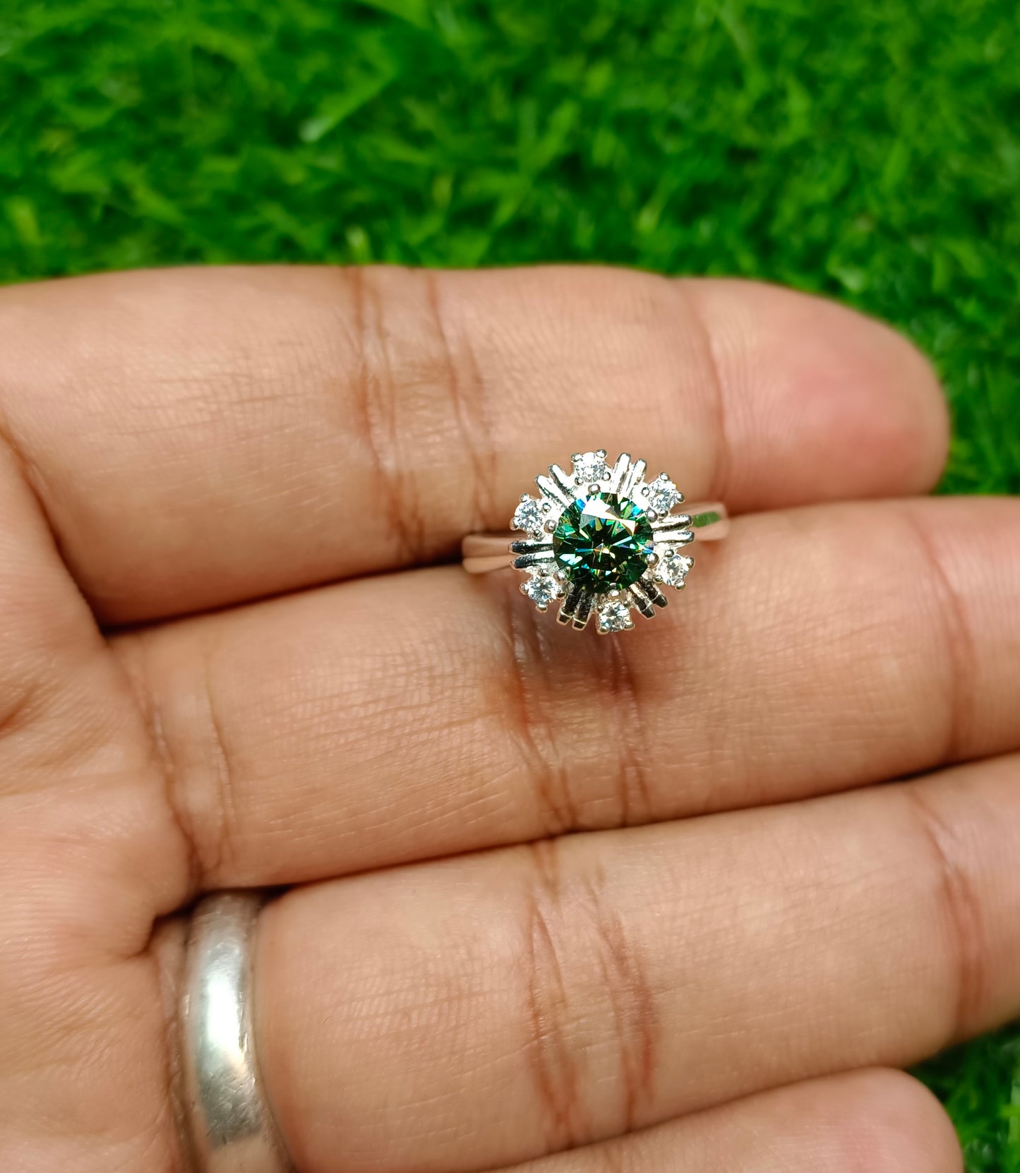 Green Moissanite Diamond 1 CRT Ring