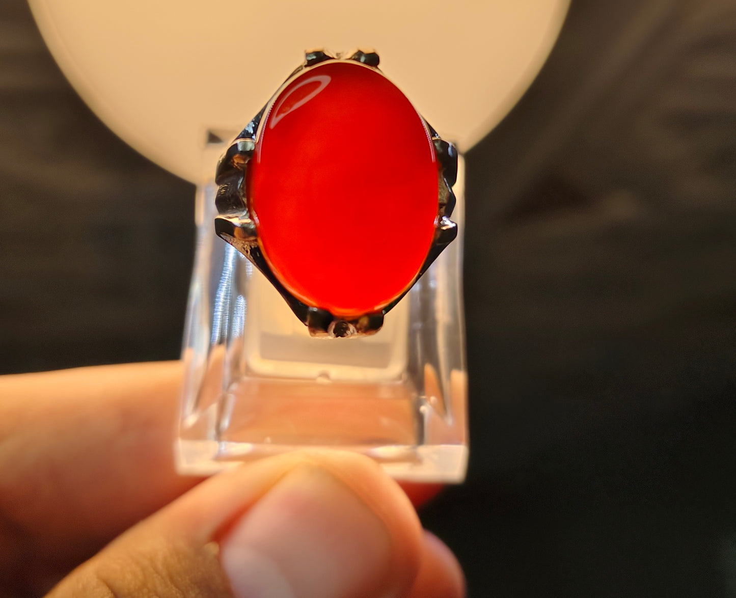 Natural Red Yamni Aqeeq Ring