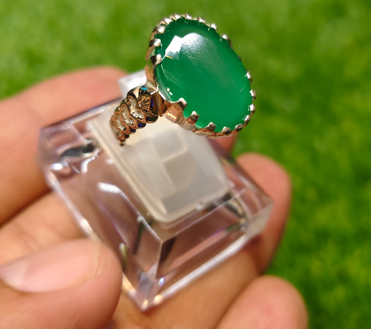 Natural Sabaz Aqeeq Ring