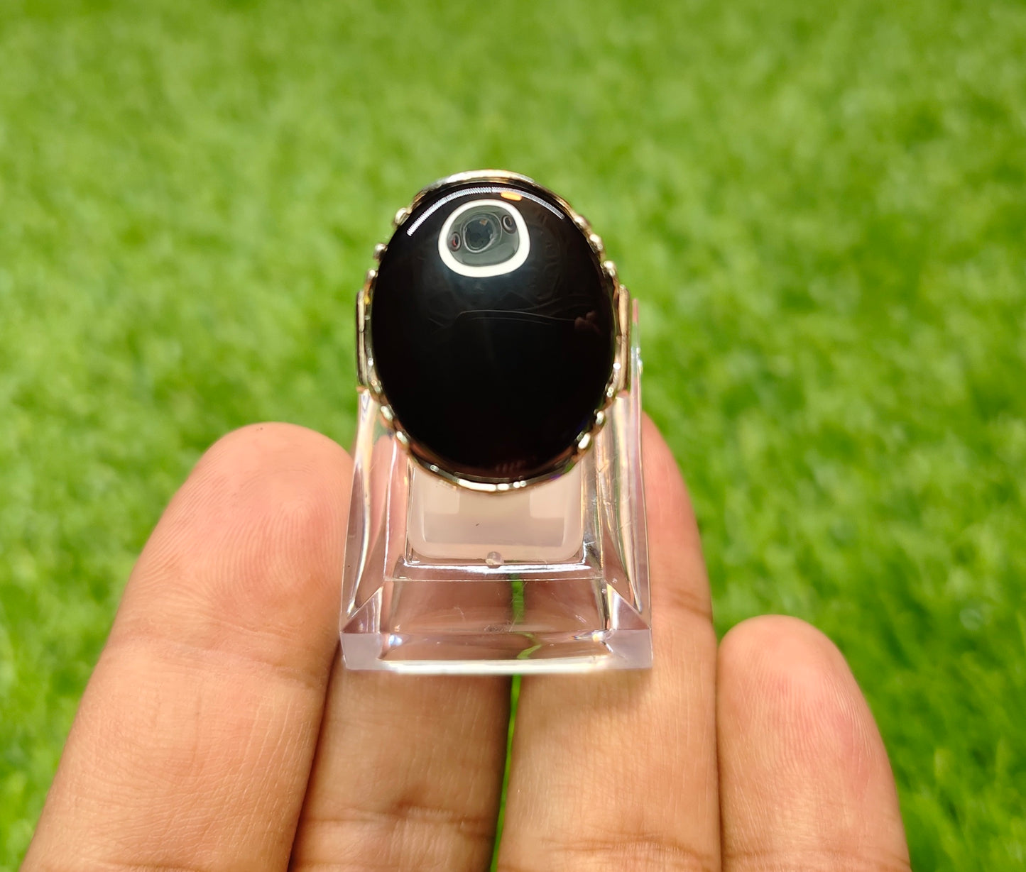 Natural Black Aqeeq Ring