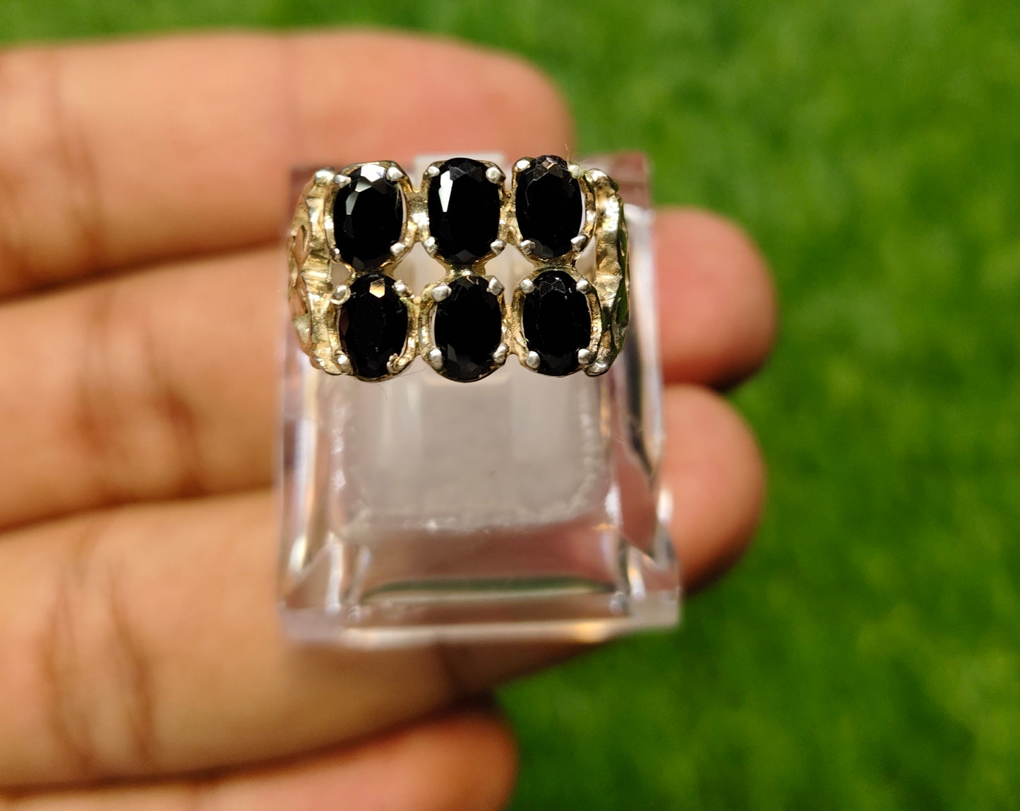 Natural Black Zircon Ring