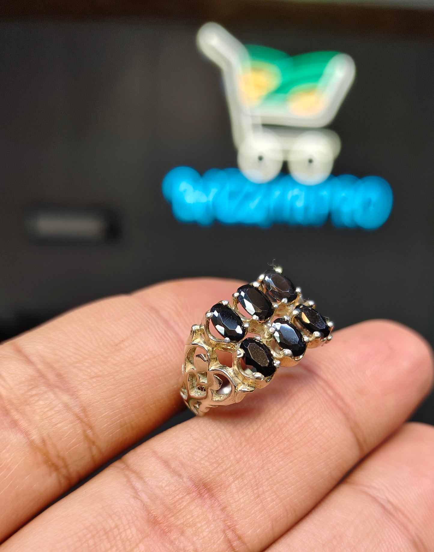 Natural Black Zircon Ring