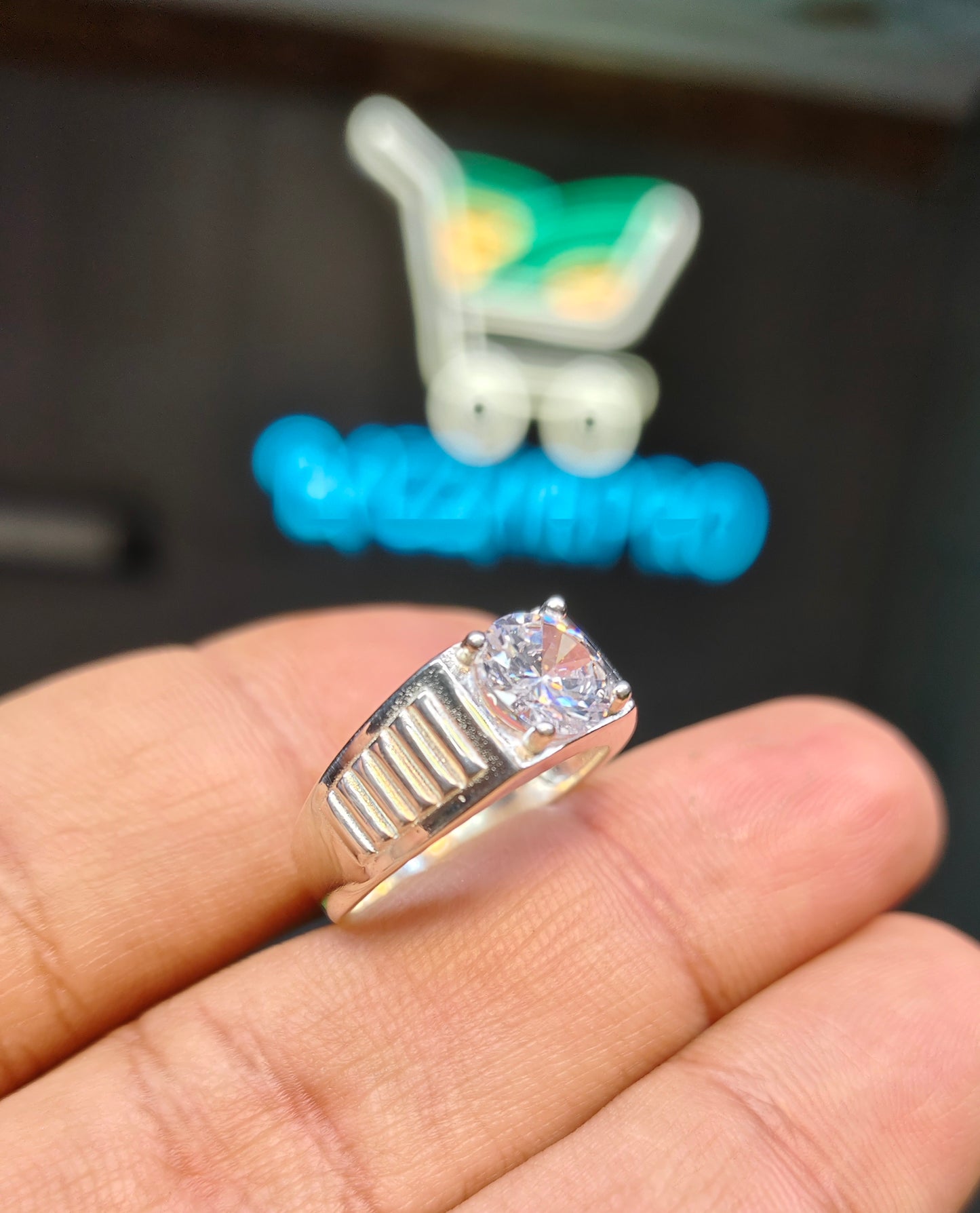 Natural Cubic Zirconia Ring