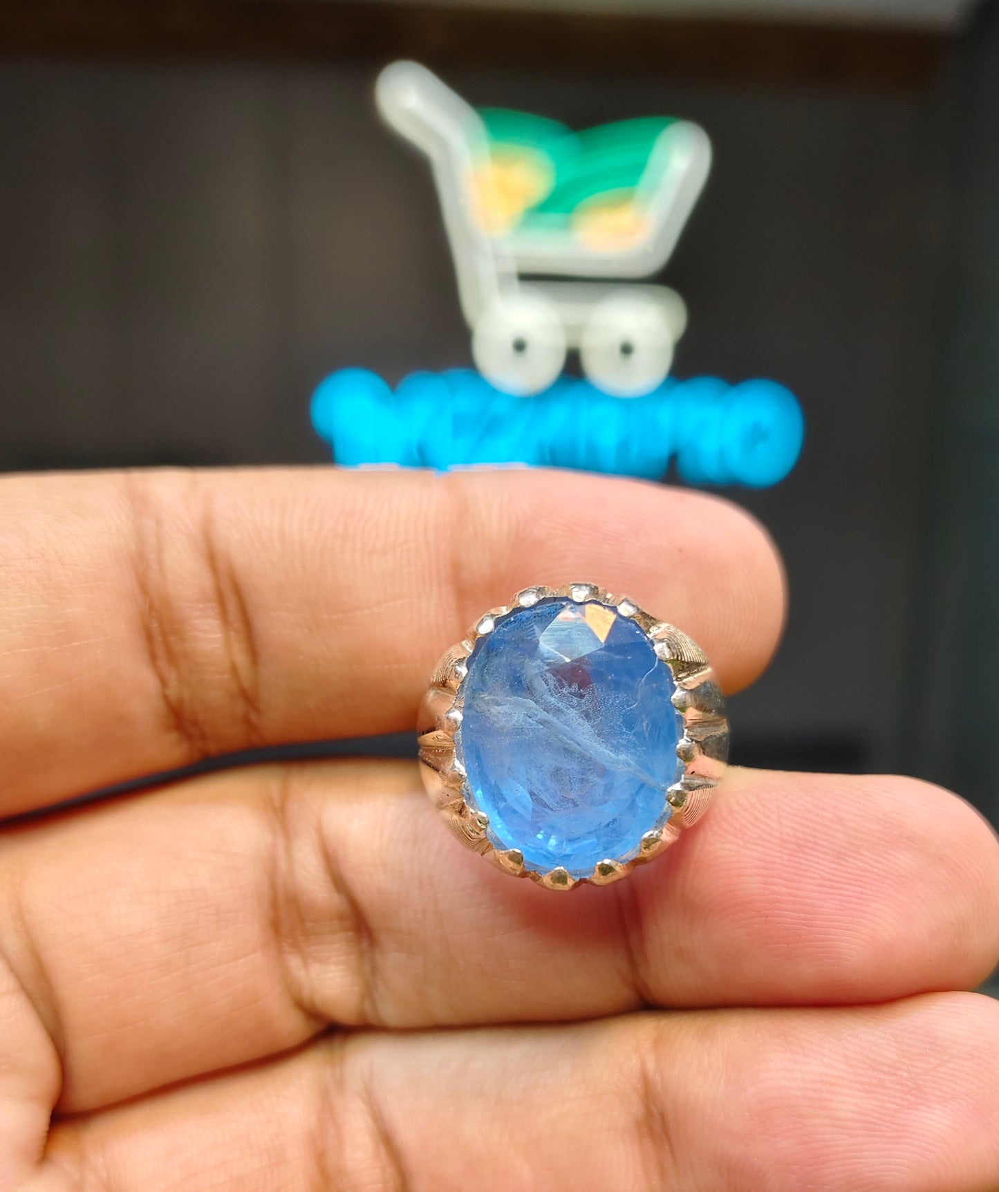 Natural Blue Topaz Ring