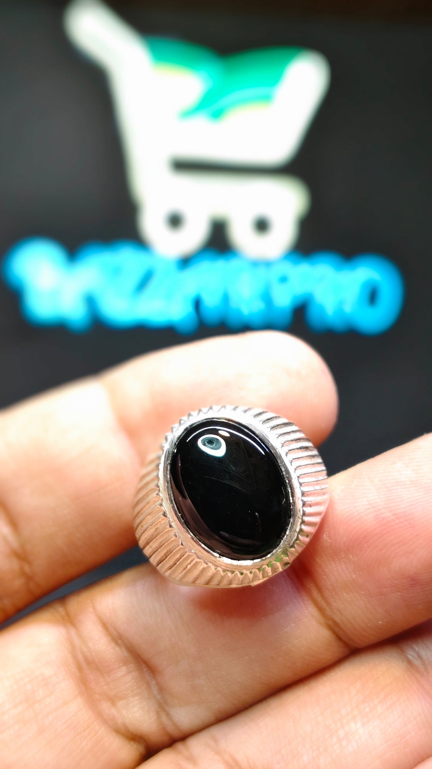 Natural Black Aqeeq Ring