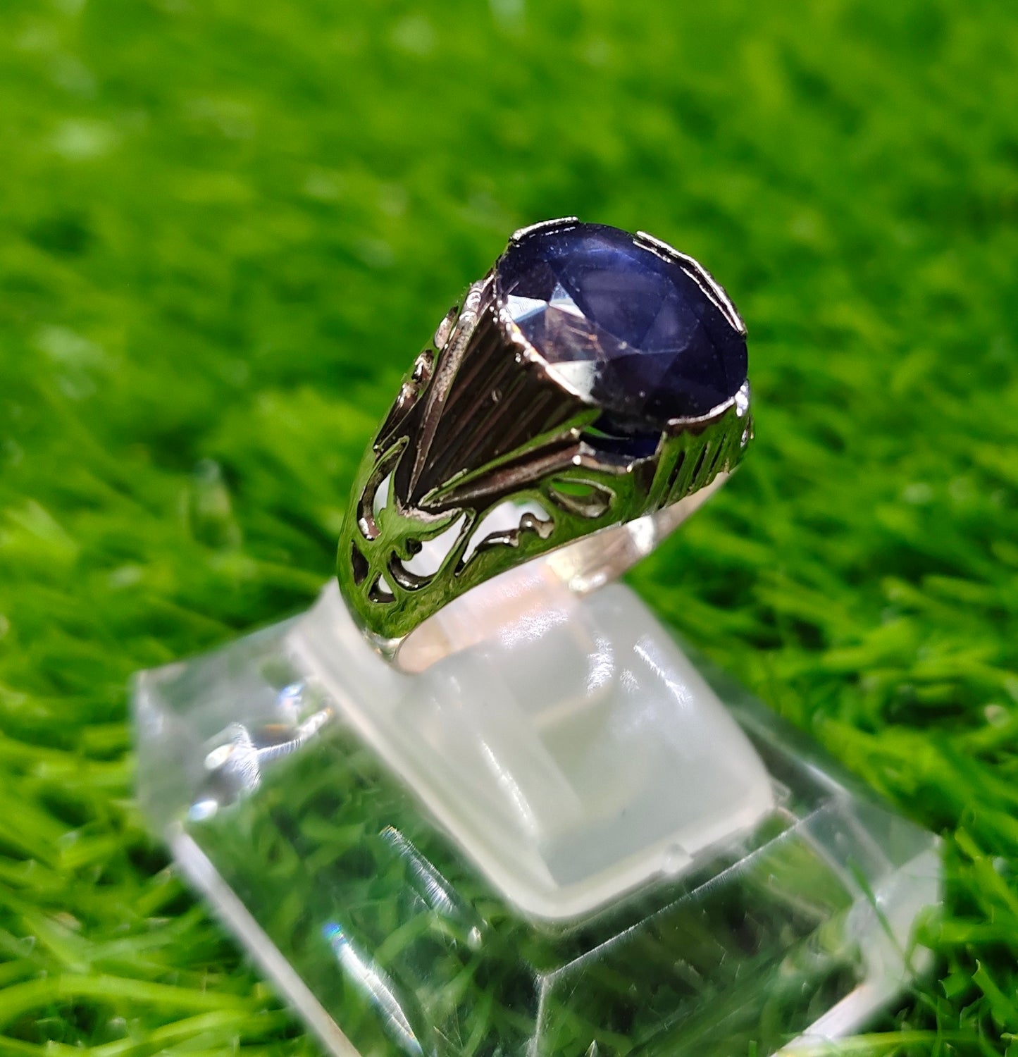 Natural Royal Blue Neelam Ring