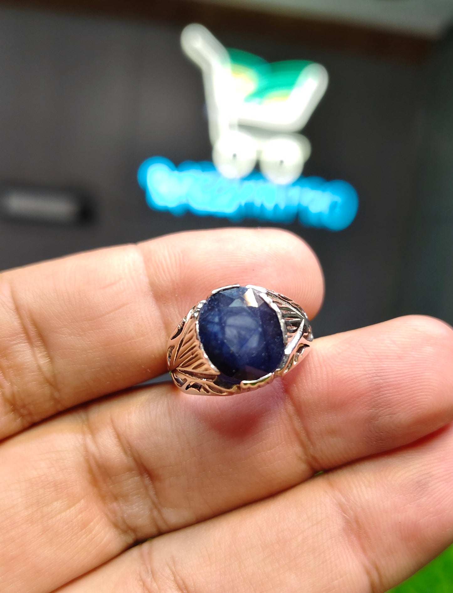 Natural Royal Blue Neelam Ring