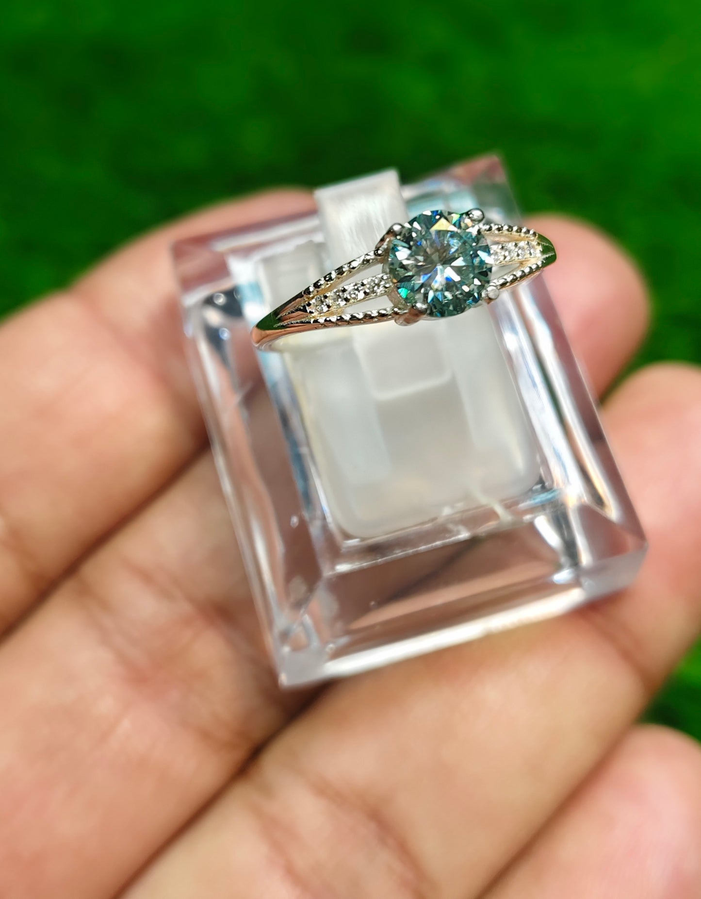 Natural Moissanite Diamond Ring