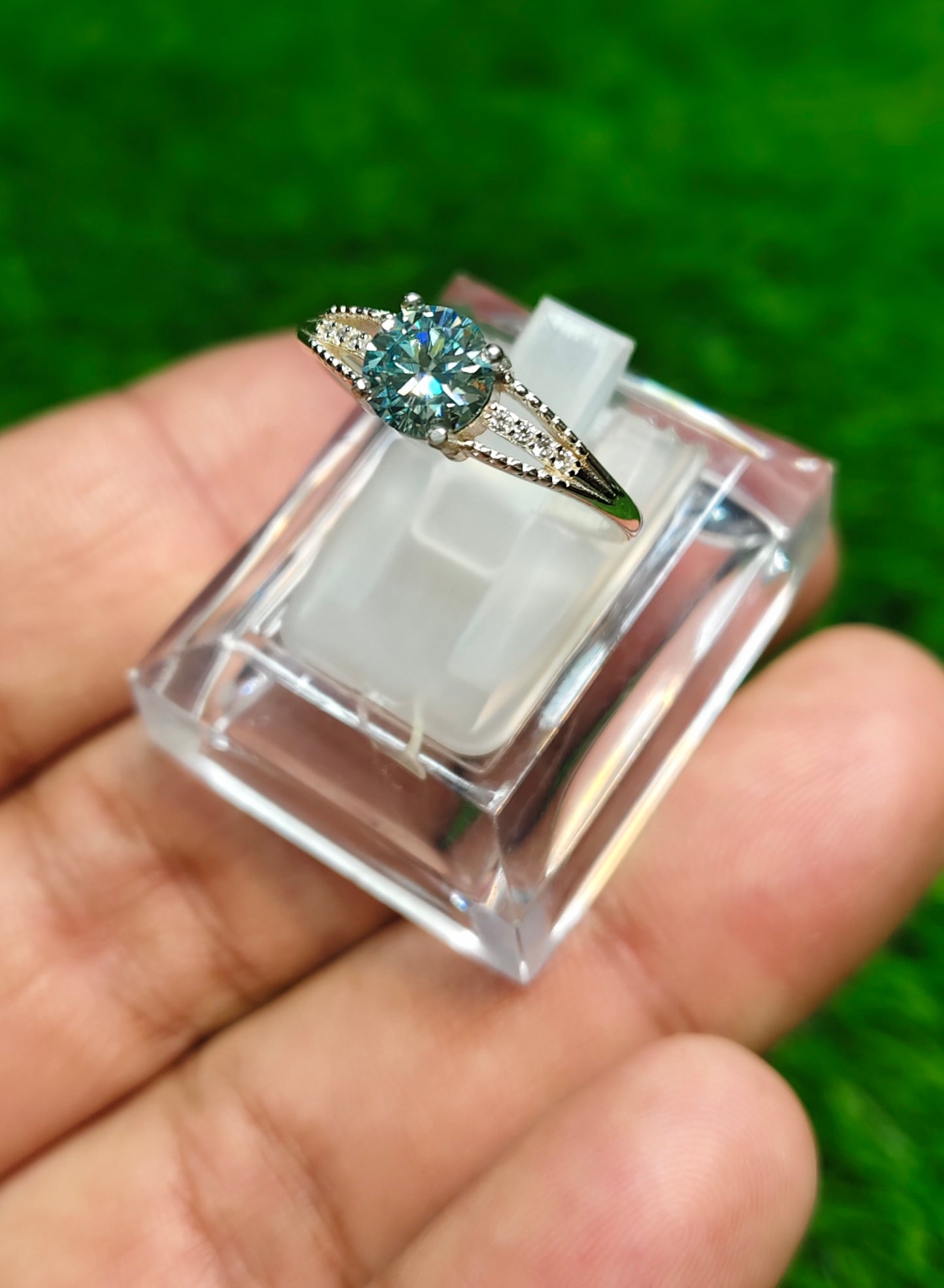 Natural Moissanite Diamond Ring