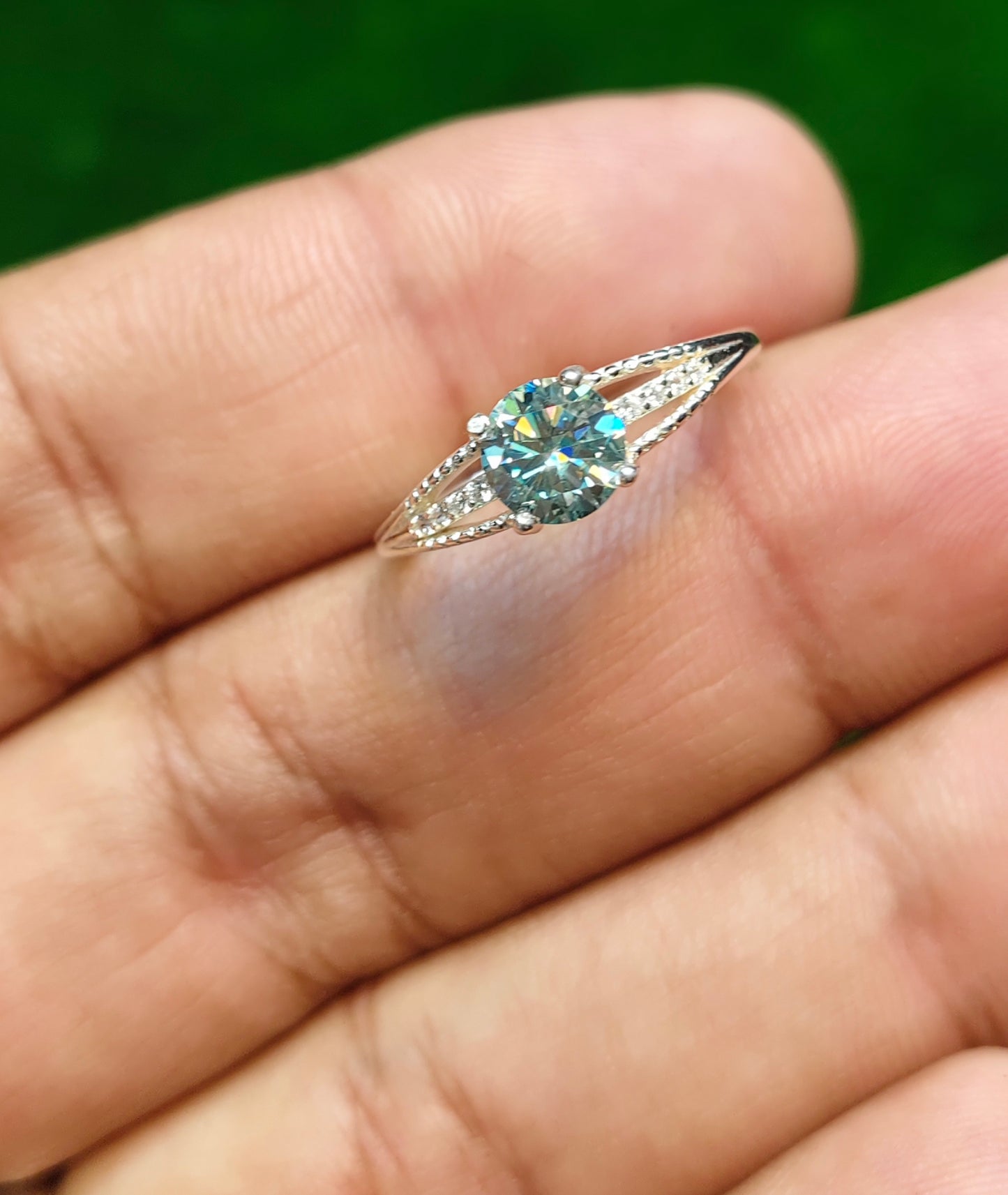 Natural Moissanite Diamond Ring