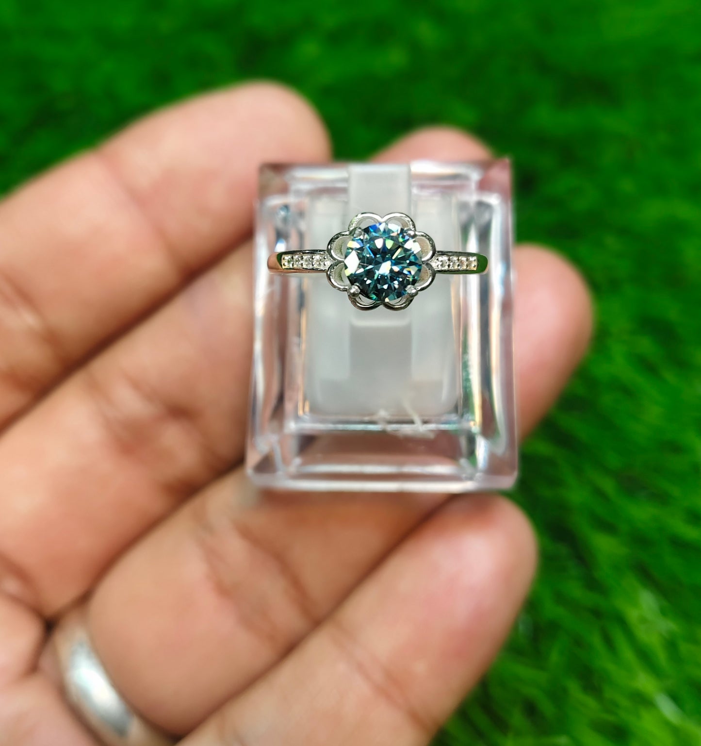 Natural  Moissanite Diamond Ring