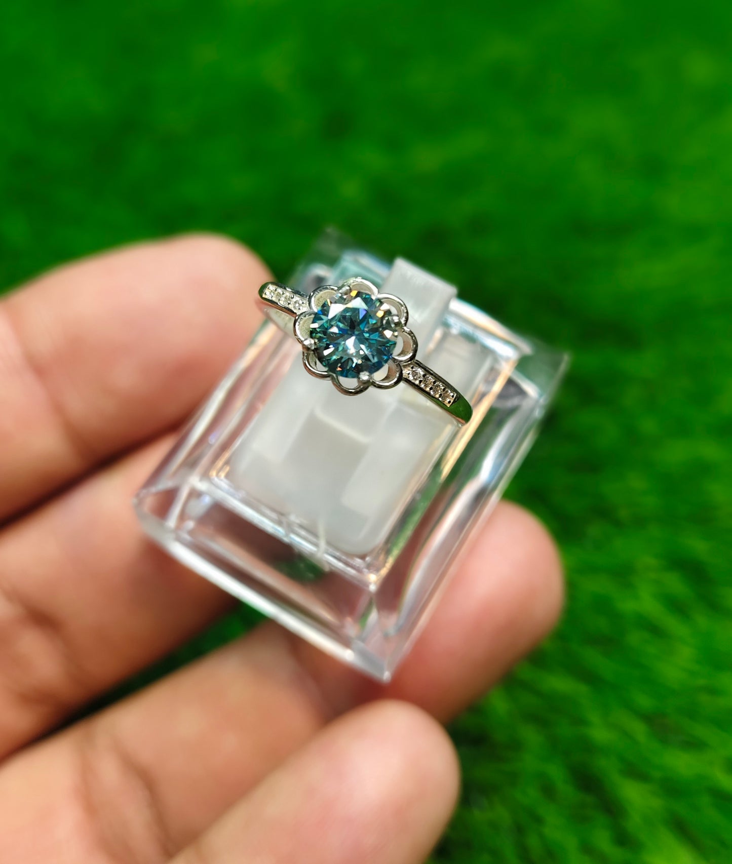 Natural  Moissanite Diamond Ring