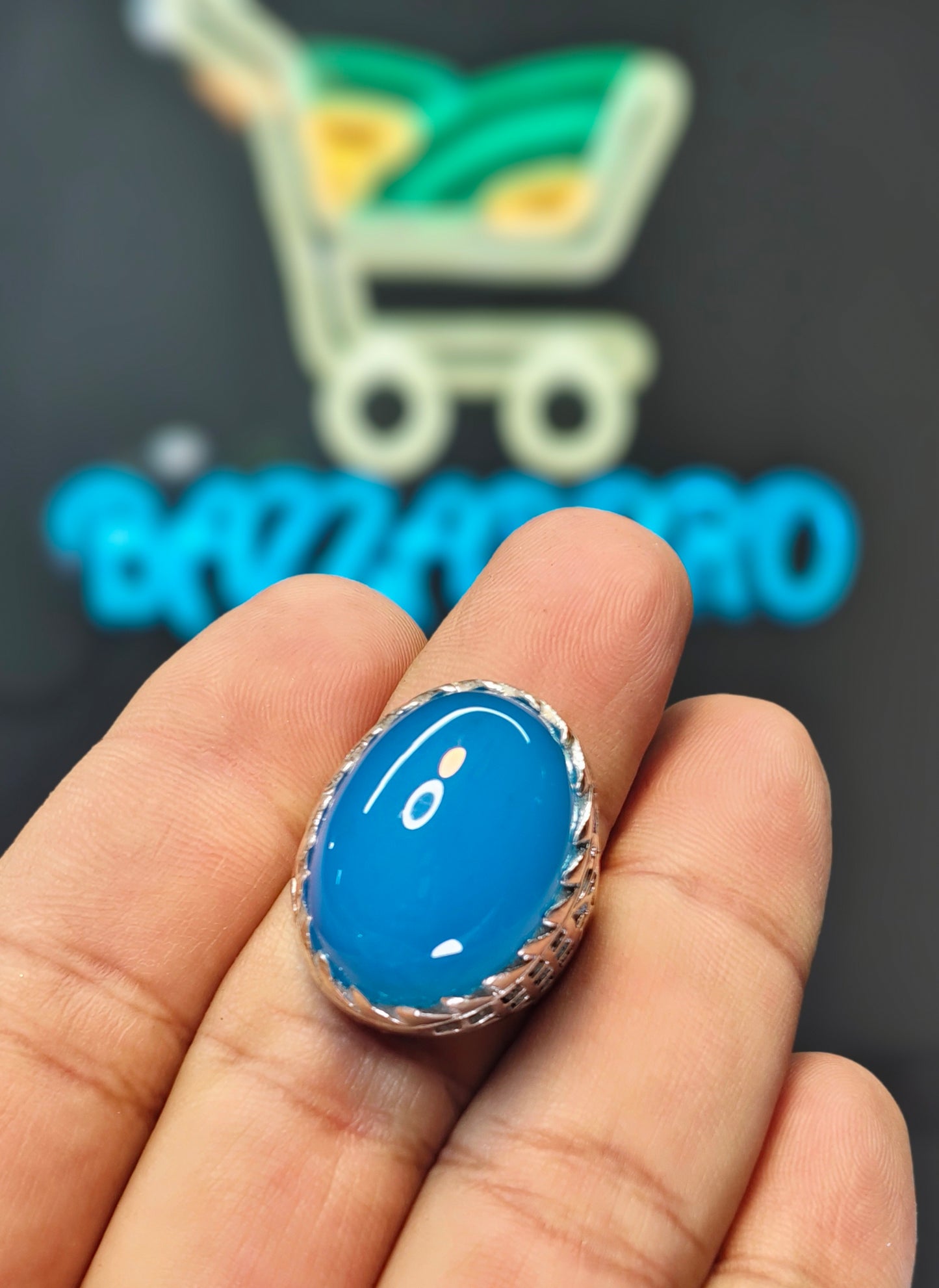 blue aqeeq Ring