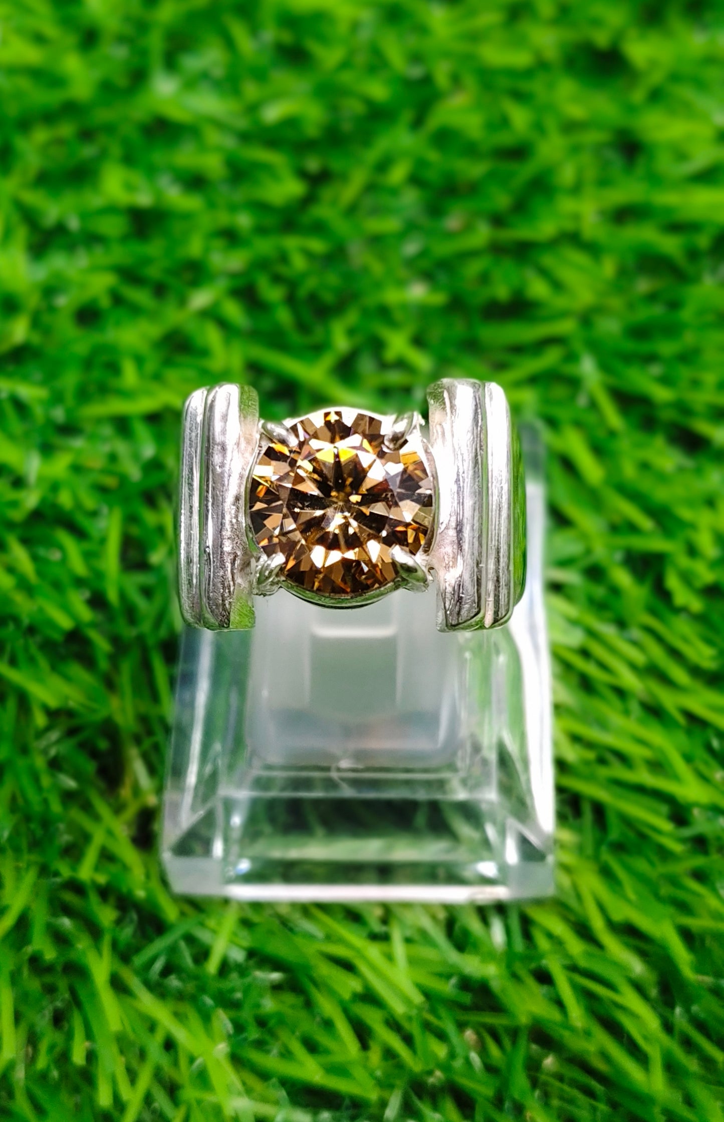 Golden Moissanite Diamond Ring