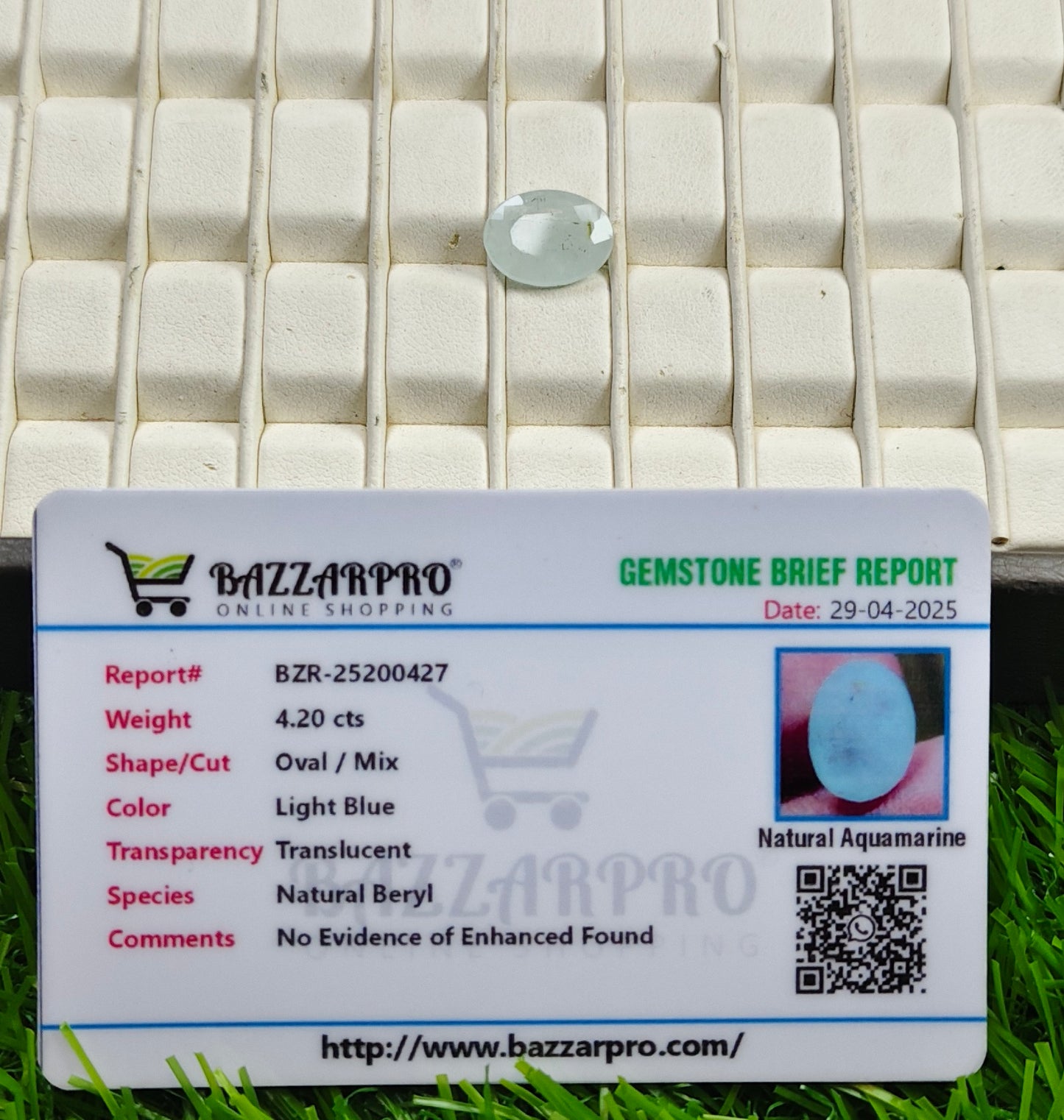Aquamarine With Lab certificate