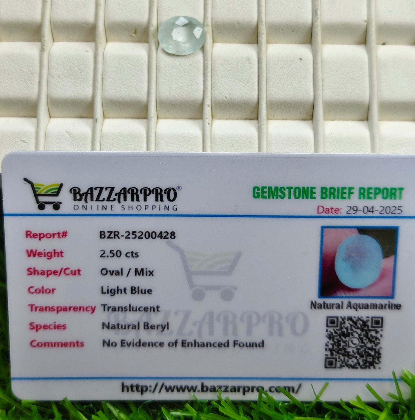 Aquamarine With Lab certificate