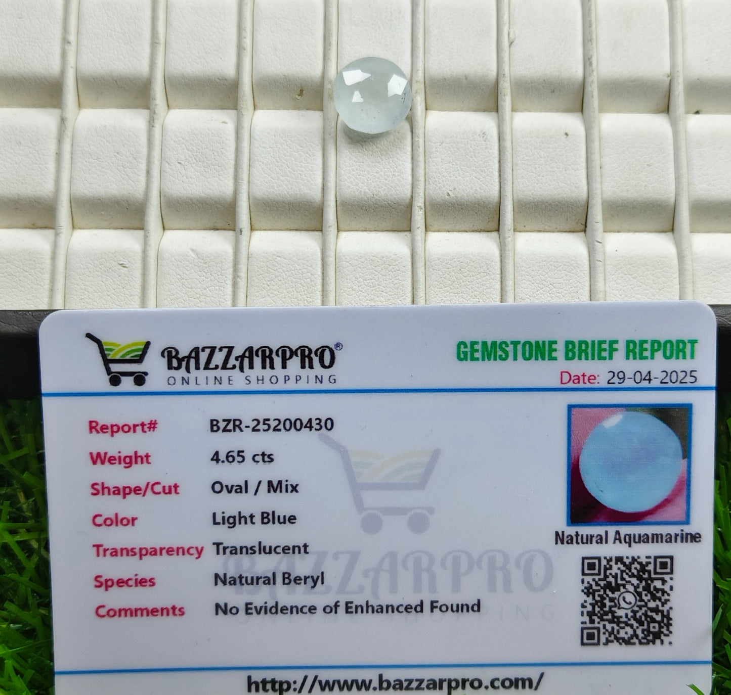 Aquamarine With Lab certificate