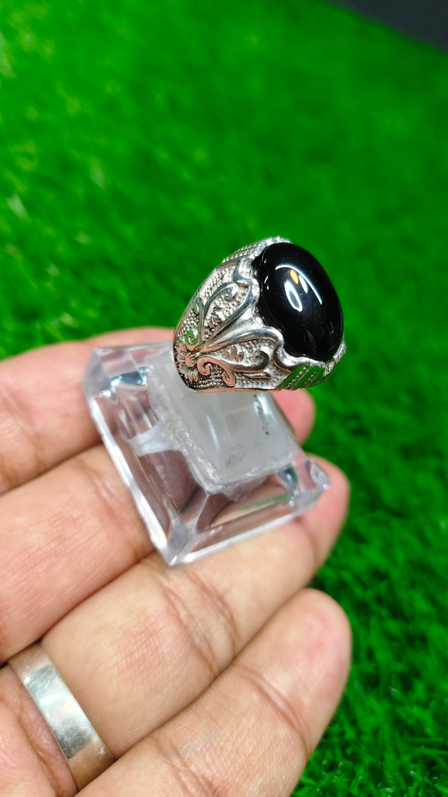 Black Yamni Aqeeq Ring