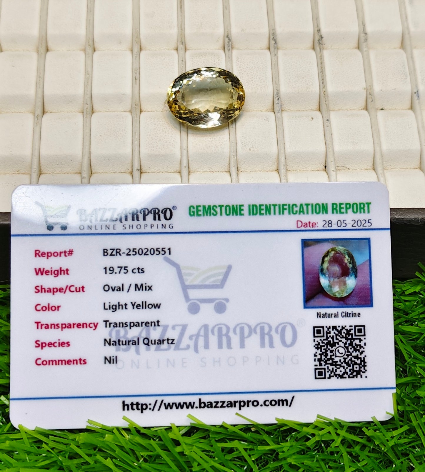 Citrine With lab certificate