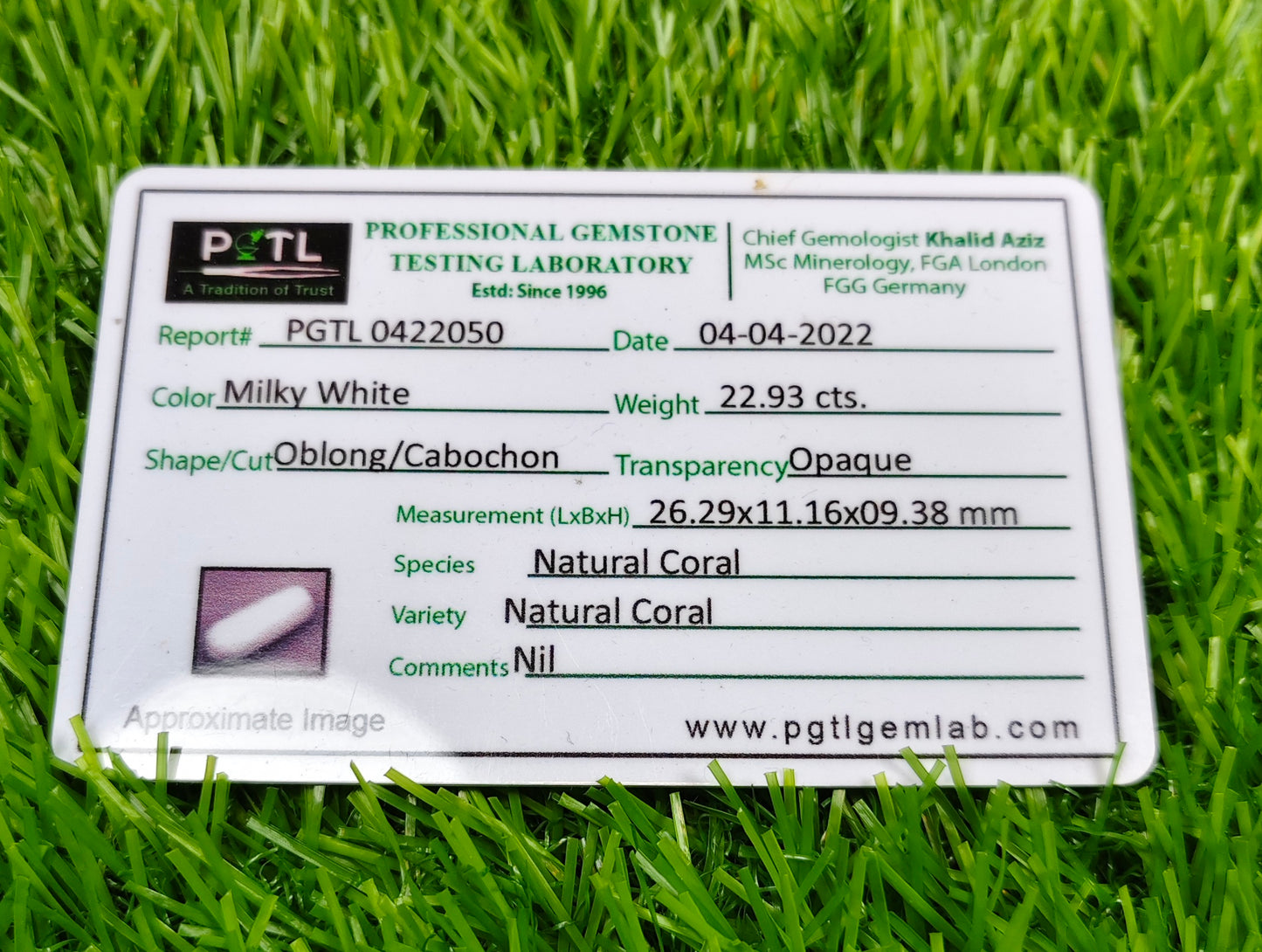 White Marjan With Lab certificate