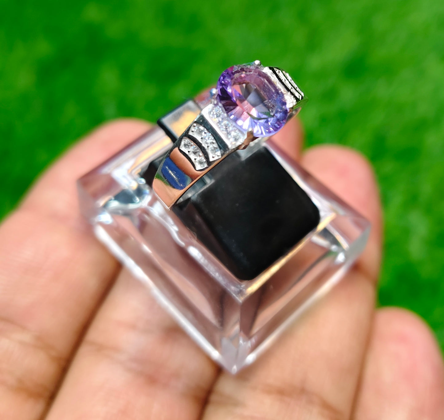 Laser Cut Amethyst Ring
