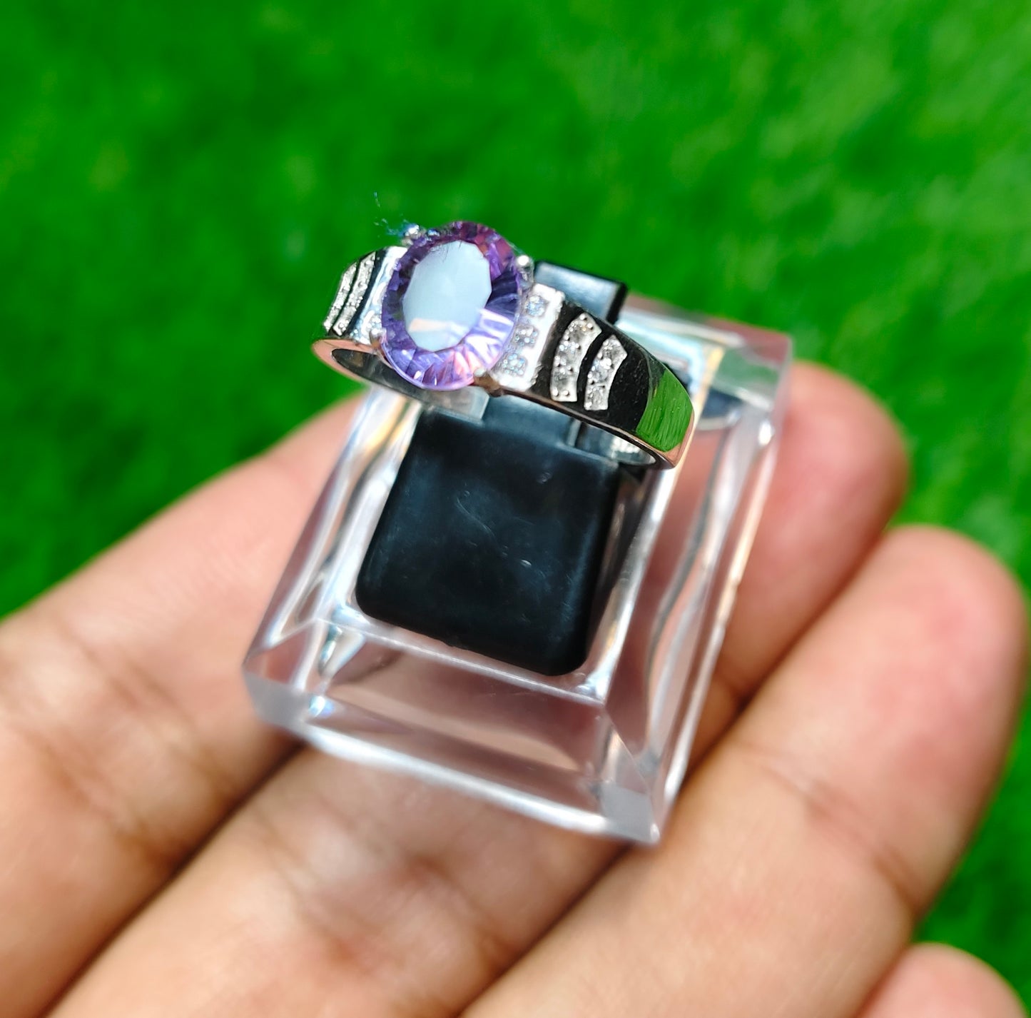 Laser Cut Amethyst Ring