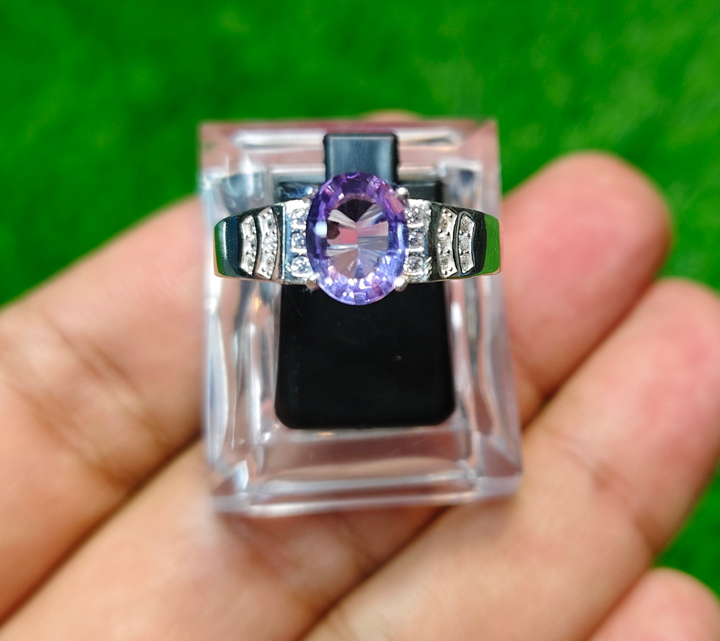Laser Cut Amethyst Ring