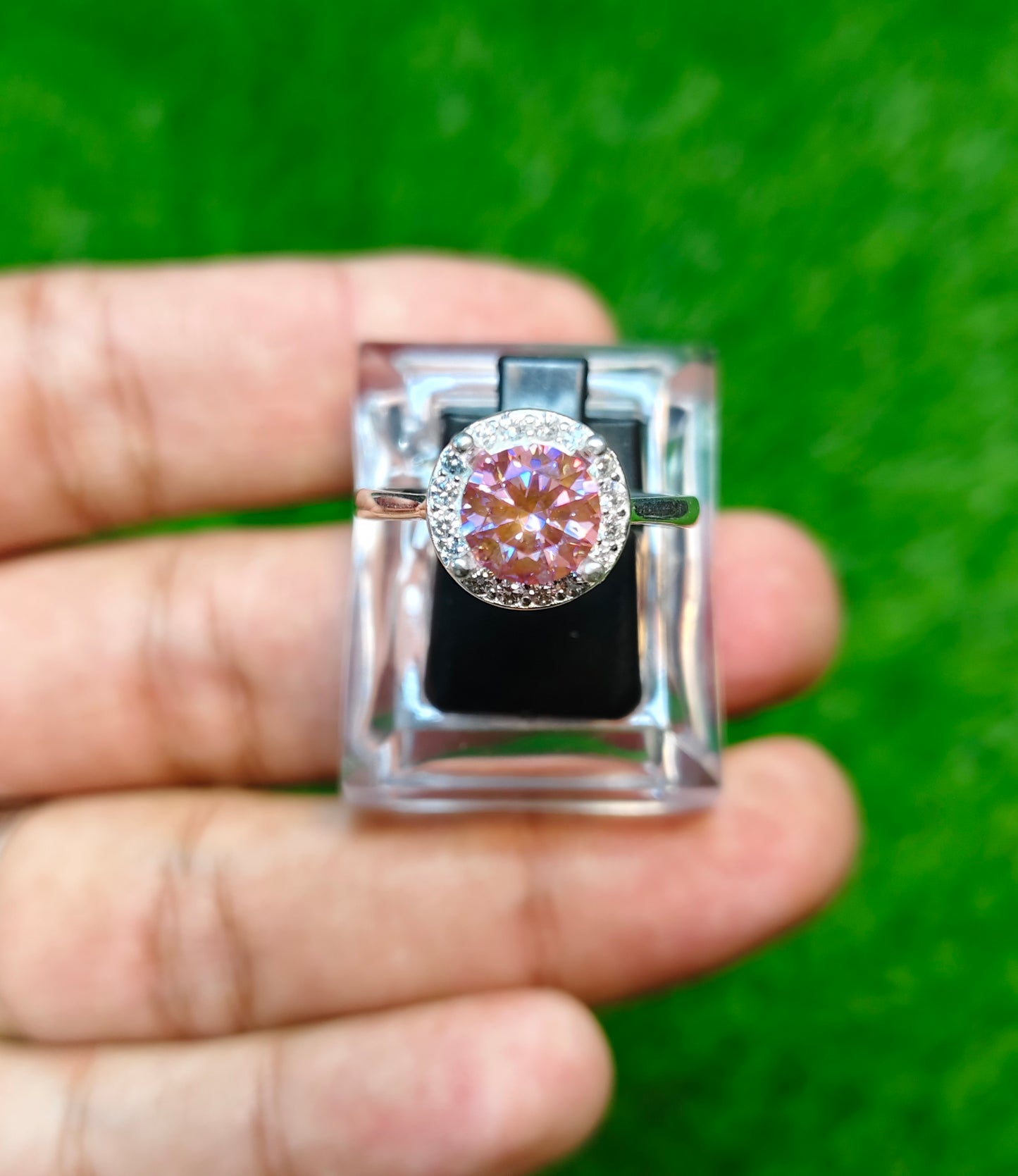 Pink Moissanite Diamond Ring