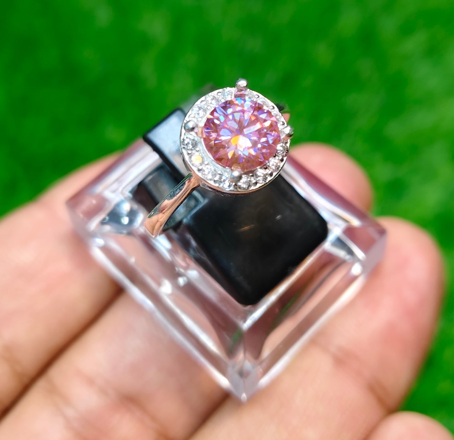 Pink Moissanite Diamond Ring