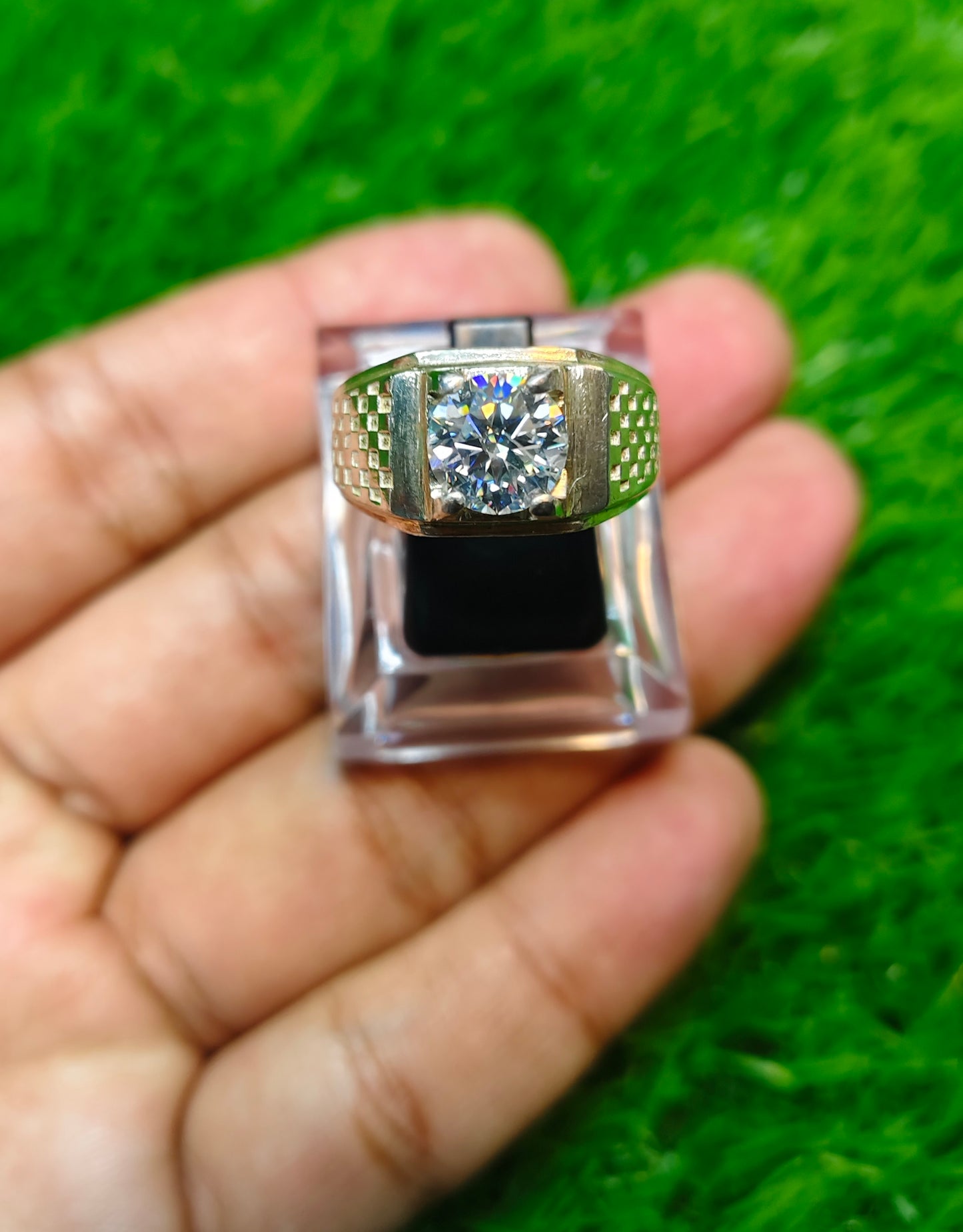 White Moissanite Diamond Ring