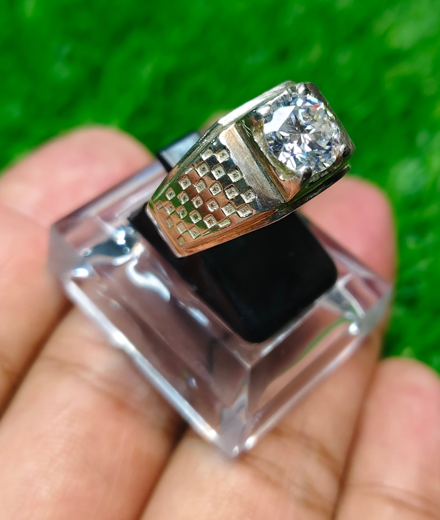 White Moissanite Diamond Ring